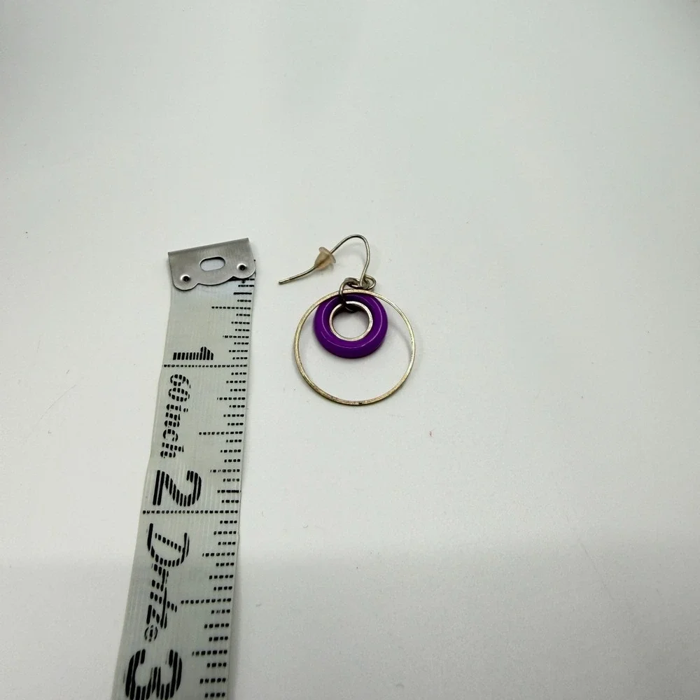 Vibrant Purple Ring Dangle Earrings Statement Geometric Boho Y2K Minimalist Chic